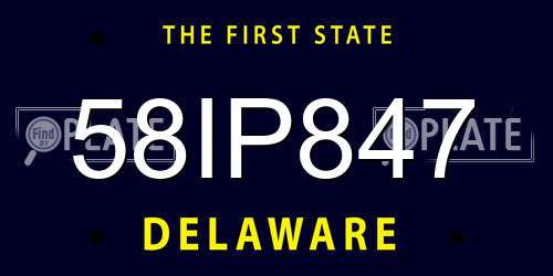 58IP847 Delaware License Plate