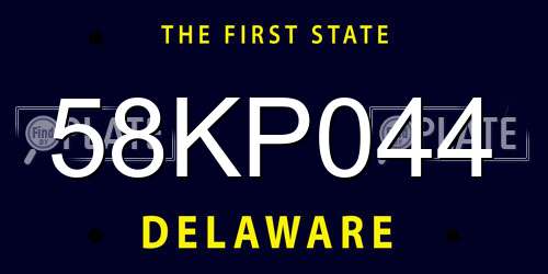 58KP044 Delaware License Plate