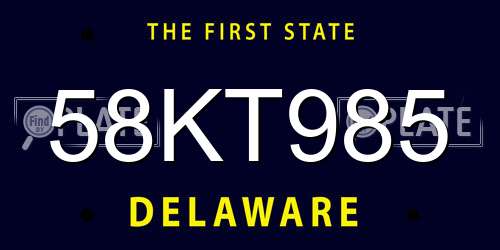 58KT985 Delaware License Plate