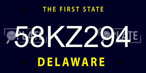 58KZ294 Delaware License Plate