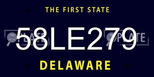 58LE279 Delaware License Plate
