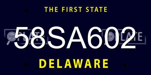 58SA602 Delaware License Plate