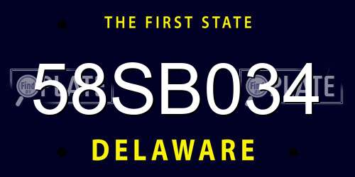 58SB034 Delaware License Plate