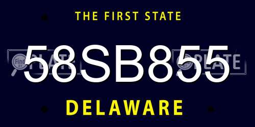 58SB855 Delaware License Plate