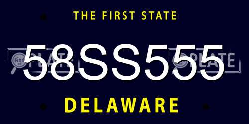 58SS555 Delaware License Plate