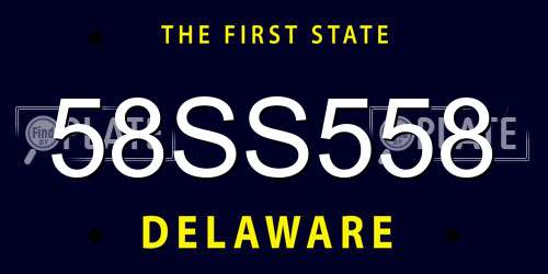 58SS558 Delaware License Plate
