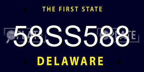 58SS588 Delaware License Plate