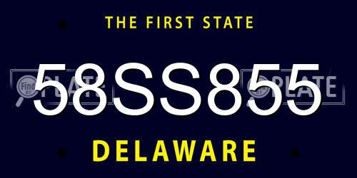 58SS855 Delaware License Plate