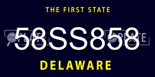 58SS858 Delaware License Plate