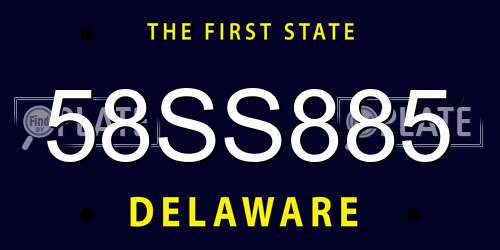 58SS885 Delaware License Plate