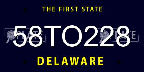 58TO228 Delaware License Plate
