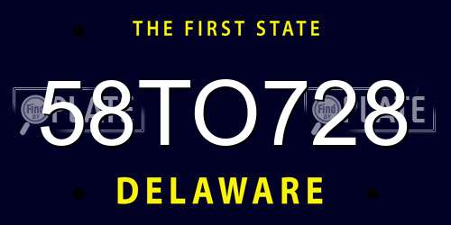 58TO728 Delaware License Plate