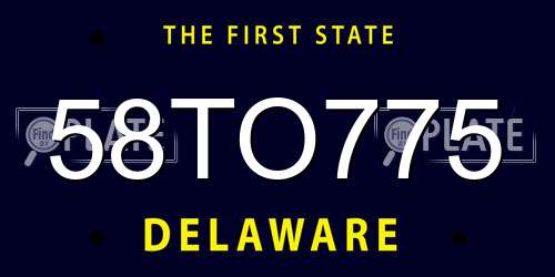 58TO775 Delaware License Plate