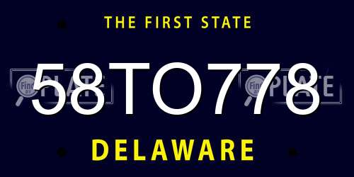 58TO778 Delaware License Plate