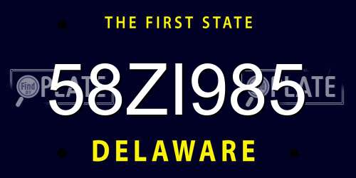 58ZI985 Delaware License Plate