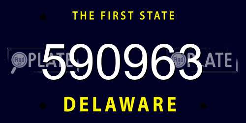 590963 Delaware License Plate