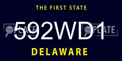 592WD1 Delaware License Plate