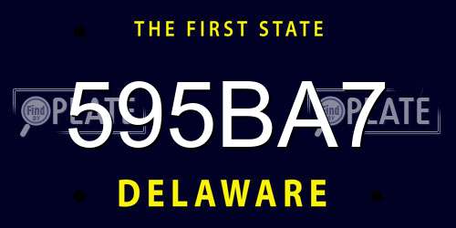 595BA7 Delaware License Plate