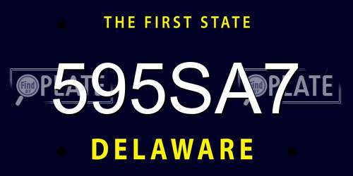 595SA7 Delaware License Plate