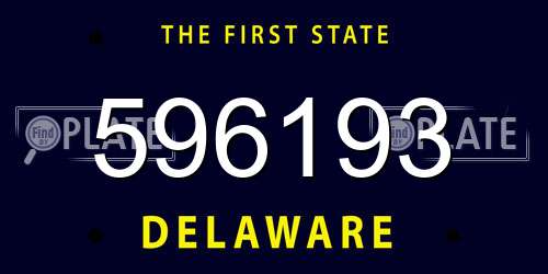 596193 Delaware License Plate