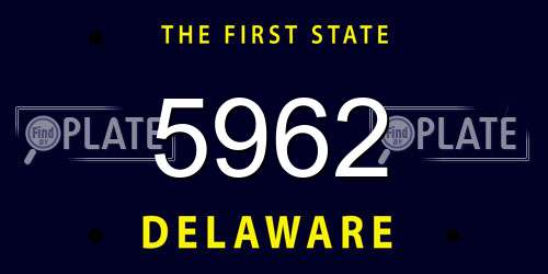 5962 Delaware License Plate