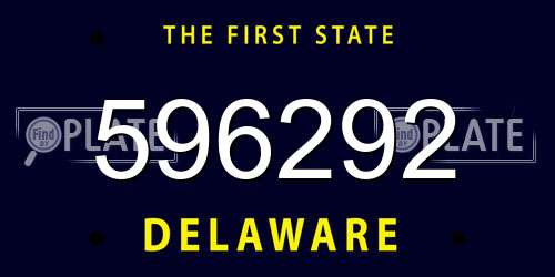 596292 Delaware License Plate