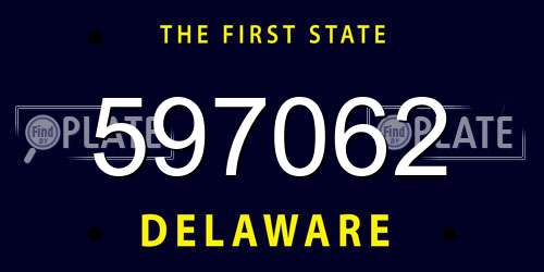 597062 Delaware License Plate