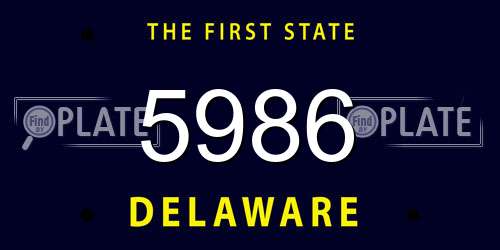 5986 Delaware License Plate