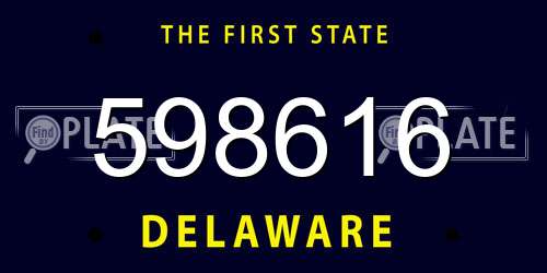598616 Delaware License Plate