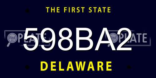 598BA2 Delaware License Plate
