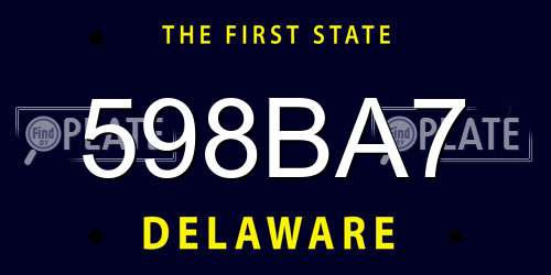 598BA7 Delaware License Plate