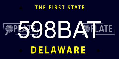598BAT Delaware License Plate