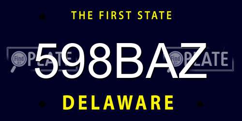 598BAZ Delaware License Plate