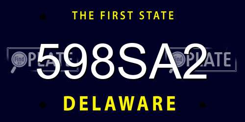 598SA2 Delaware License Plate