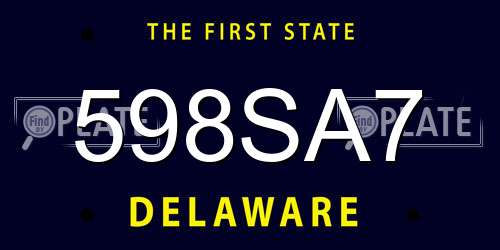 598SA7 Delaware License Plate