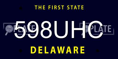 598UHC Delaware License Plate