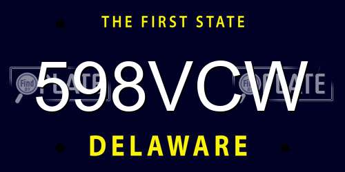 598VCW Delaware License Plate