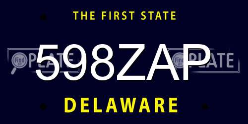 598ZAP Delaware License Plate