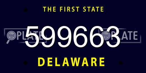 599663 Delaware License Plate