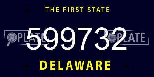 599732 Delaware License Plate