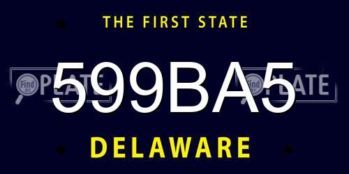 599BA5 Delaware License Plate
