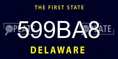 599BA8 Delaware License Plate