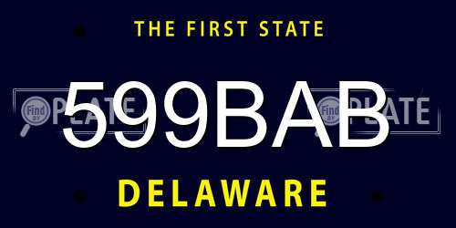 599BAB Delaware License Plate