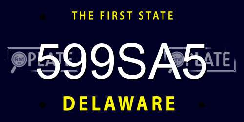 599SA5 Delaware License Plate