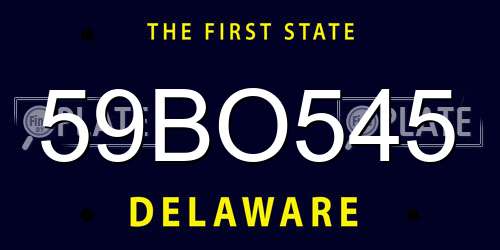 59BO545 Delaware License Plate