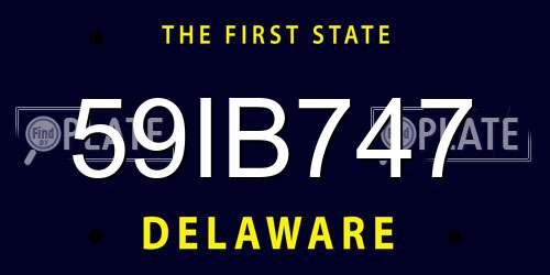 59IB747 Delaware License Plate