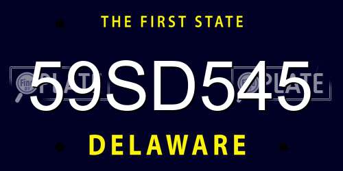 59SD545 Delaware License Plate