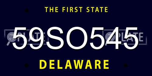 59SO545 Delaware License Plate