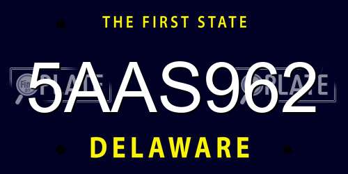5AAS962 Delaware License Plate