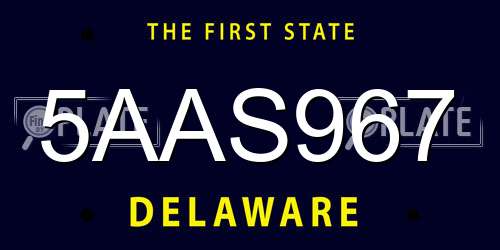 5AAS967 Delaware License Plate